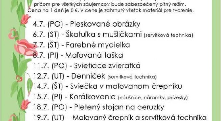 Detské letné tvorivé dielničky v Kreativnom obchodíku u Moniky
