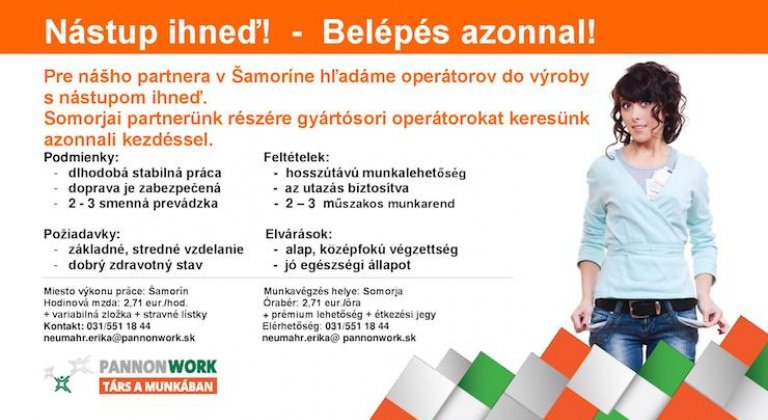 Pracovné ponuky v Šamoríne Pracovné ponuky v Šamoríne