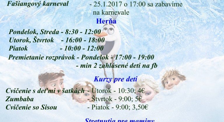 Program MC Baba klub na január