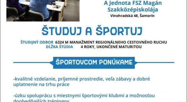 Súkromná stredná odborná škola SD Jednota Šamorín: Študuj a športuj u nás