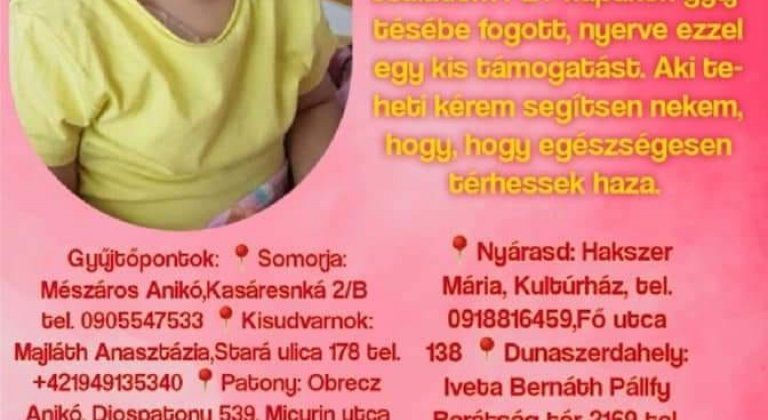 Nagy összefogás a Csallóközben, kupakot gyűjtenek a kétéves Dorkának