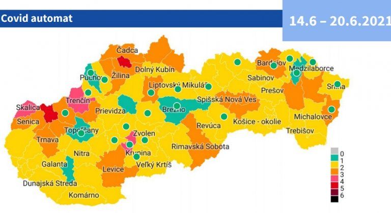 Okres Dunajská Streda je stále v žltej farbe