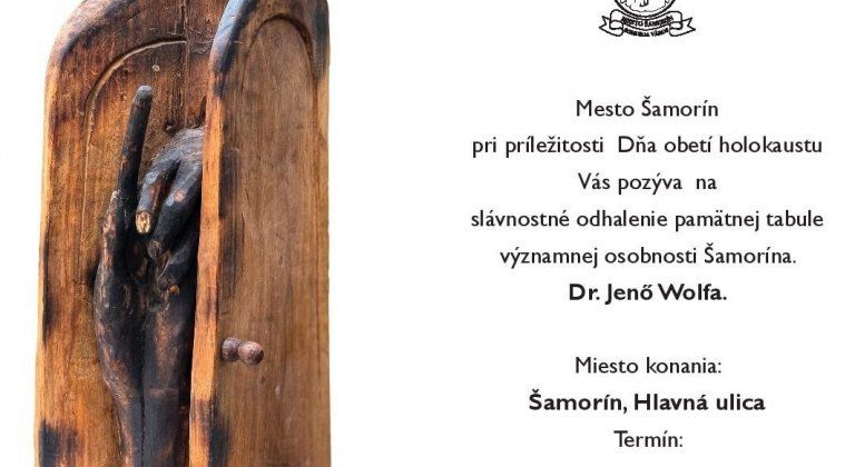 Šamorín si pripomenie „lekára chudobných“. Dr. Jenőovi Wolfovi odhalia pamätnú tabuľu