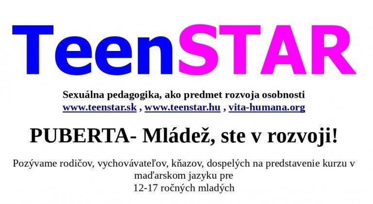Priateľstvo, láska aj sexualita. V Šamoríne sa začína kurz Teen STAR pre mladých