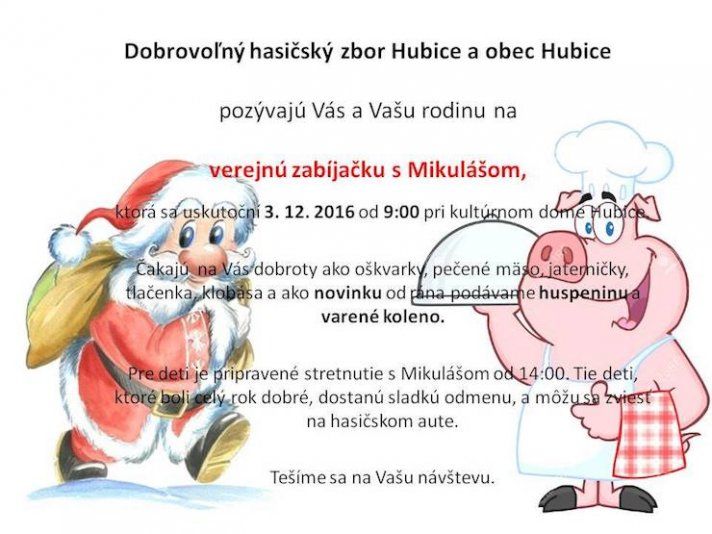 Obecná zabíjačka a Mikuláš v Hubiciach