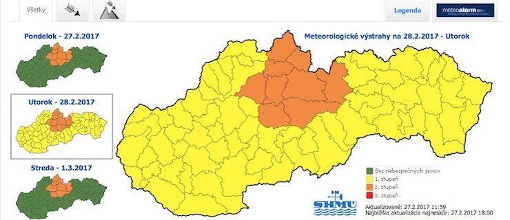 SHMÚ varuje pred silným vetrom