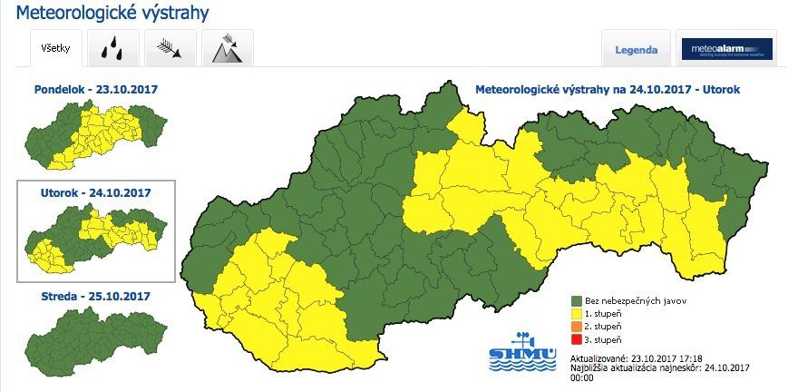 Pozor, v utorok nám hrozí silný vietor