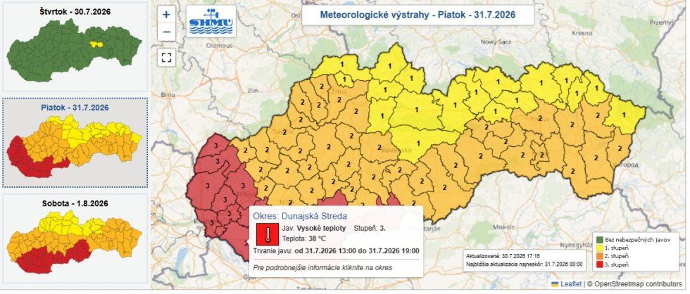 Šamorín čakajú extrémne horúčavy. Pre okres platí najvyššia výstraha