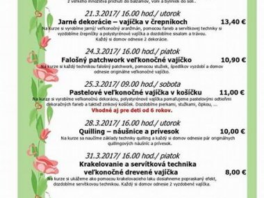 Ponuka kreatívnych kurzov na marec