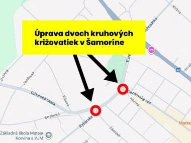 V Šamoríne sa začalo s modernizáciou okružných križovatiek. Dopravné obmedzenia by mali potrvať pár mesiacov
