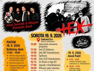 Dni obce Hviezdoslavov už tento víkend: hudba, šport, detský program aj kyvadlová doprava