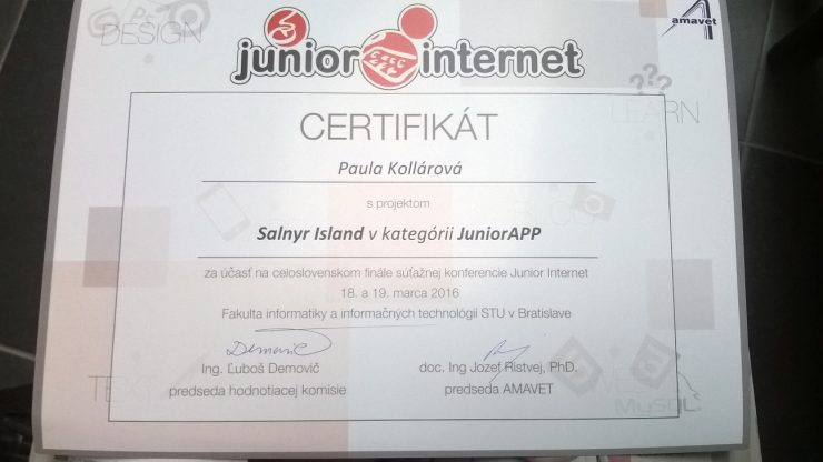 Certifikát Paula Kollárová