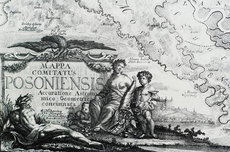 Svedectvá starých máp - 3. časť, mapa Comitatus Posoniensis 1735, Mikovíni - najst. mapa BA komitátu